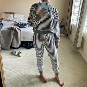 Madewell striped velour lounge set size small